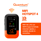 Quamtum HS4 MIFI Portátil 4G LTE con Wi-Fi 6 y Batería de 3,000 mAh