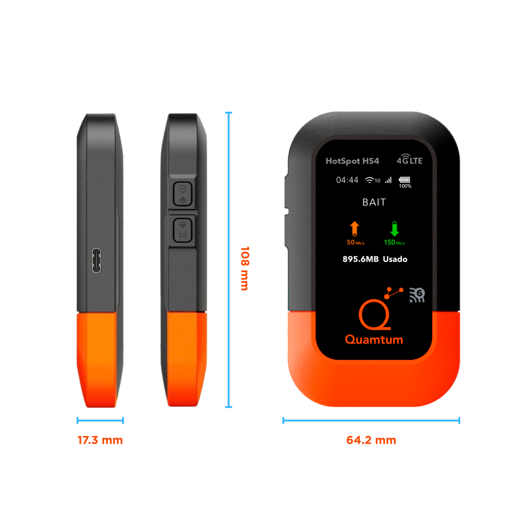 Quamtum HS4 MIFI Portátil 4G LTE con Wi-Fi 6 y Batería de 3,000 mAh
